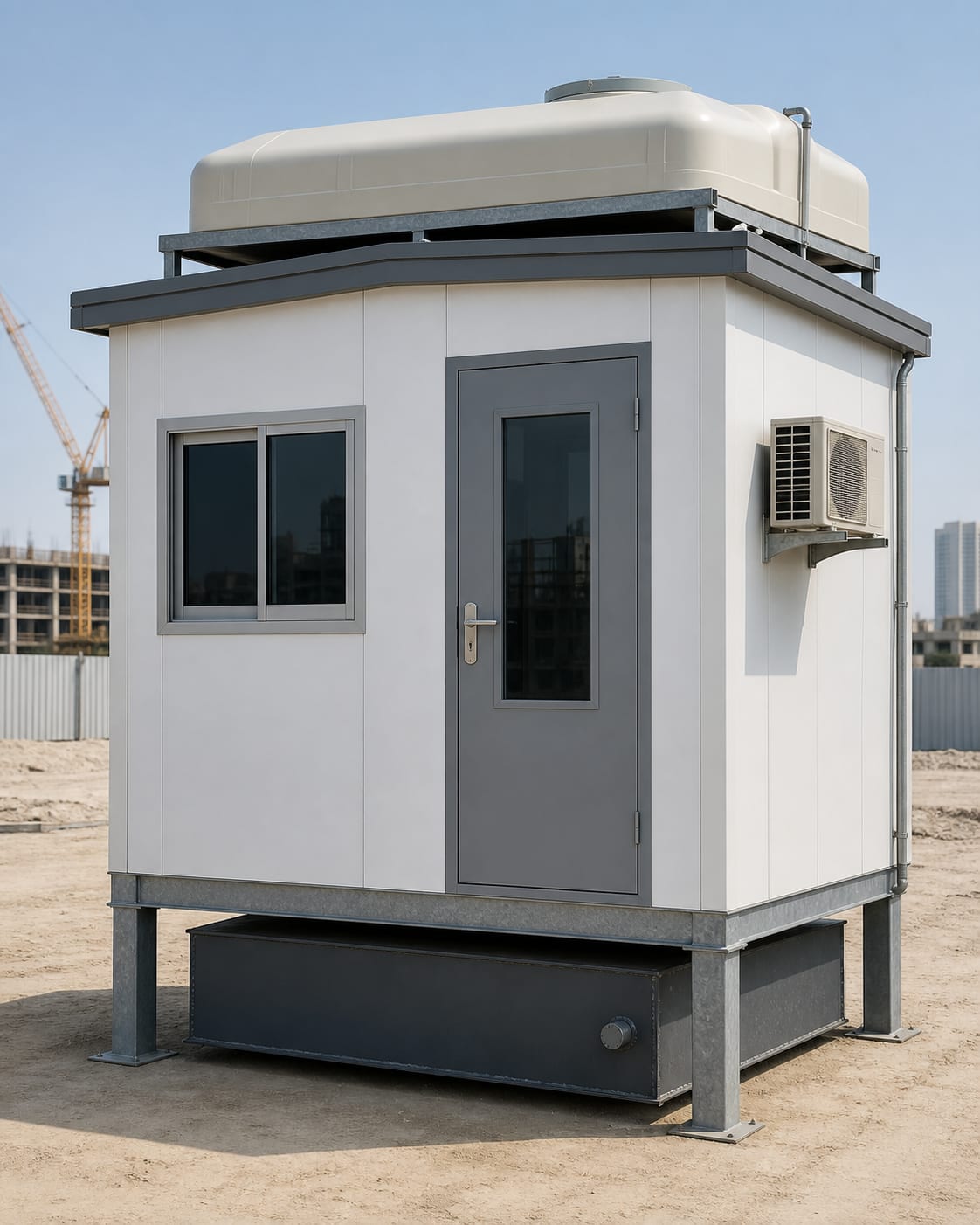 Security cabin with roof water tank